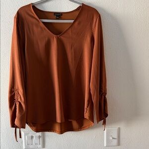 Ann Taylor Factory Terracotta V-Neck Blouse